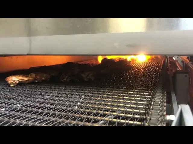 Video AFOHAET túnel de tratamiento superficial. Pechugas de pollo